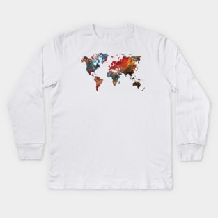 world map dark Kids Long Sleeve T-Shirt